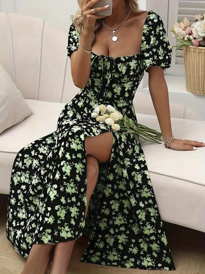 Carly | Robe élégante à Manches Bouffantes et à motif floral