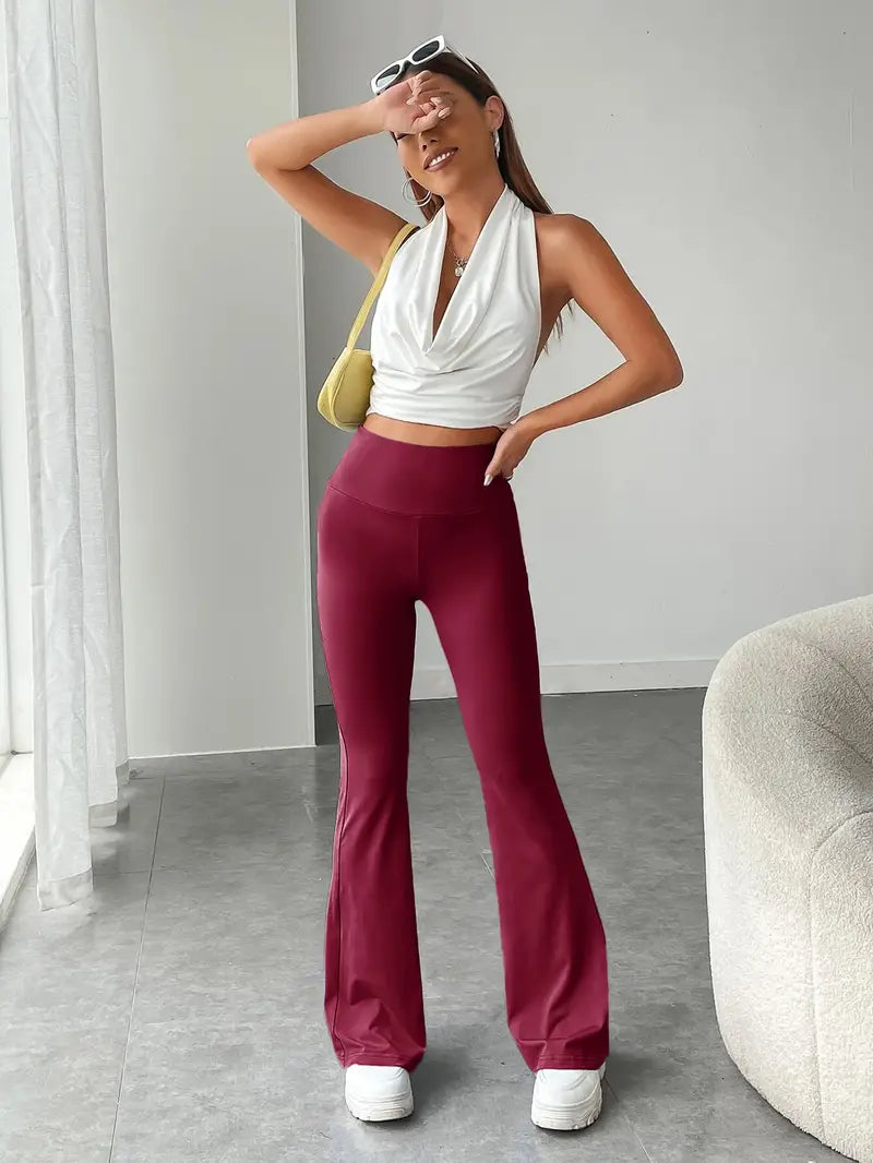 Camila | Pantalon évasé Extensible taille Haute